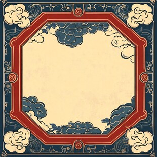 中式古典云纹边框图案