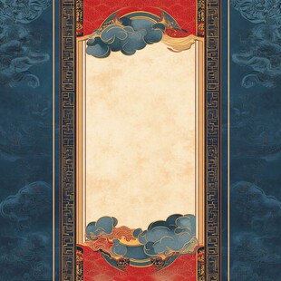 中式古典云纹边框背景图