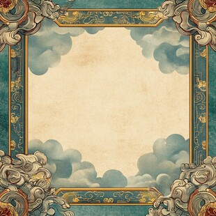 古典云纹边框复古背景图