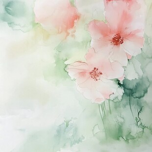 水彩绘就的柔美花卉图景