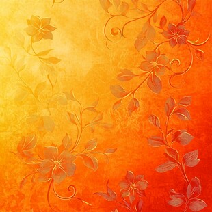 橙黄花卉纹理背景图案