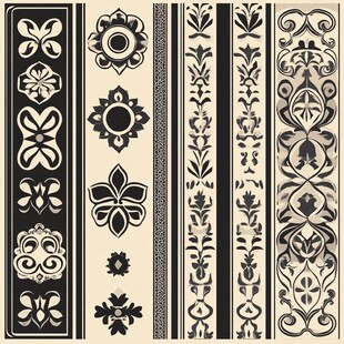 复古花卉条纹装饰图案集
