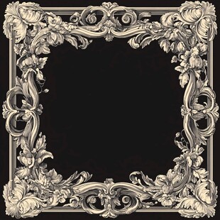 复古华丽花纹边框图案
