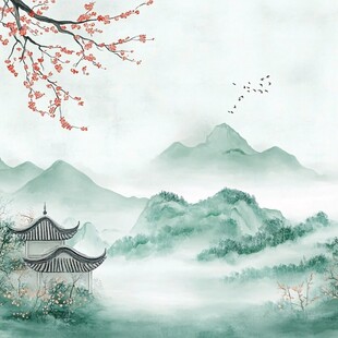 水墨山水间的古典雅致景致