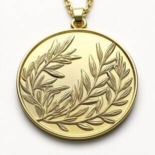 金色橄榄枝吊坠项链