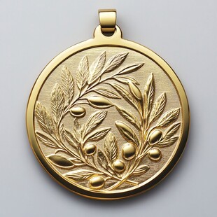 金色橄榄枝图案精美奖牌