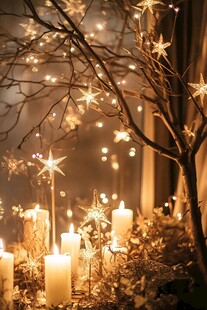 浪漫烛光与星星灯装饰场景