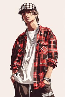 潮流格子装男士时尚造型