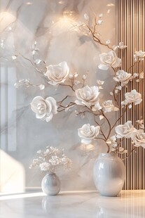 素雅玉兰花瓶装饰静物