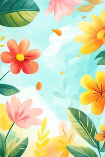 春日花卉清新插画背景