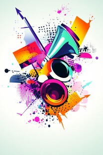 炫彩音乐元素创意插画