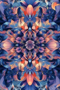 绚丽花卉对称抽象艺术图案