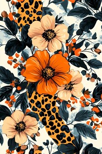 花卉豹纹图案精美装饰画