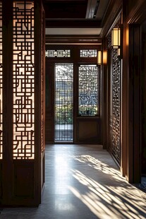 中式庭院玄关光影之美