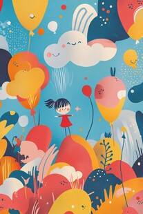 梦幻童趣世界中的快乐女孩