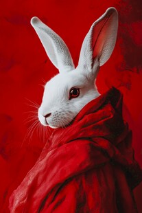 红衣白兔 神秘氛围感十足