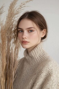 身着高领毛衣的清新女子