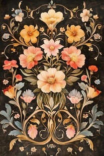 复古花卉装饰艺术图案
