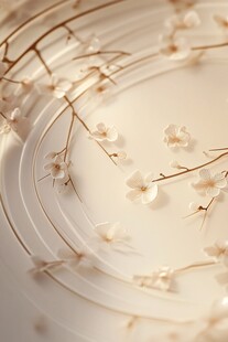 水中绽放的素雅白色花枝