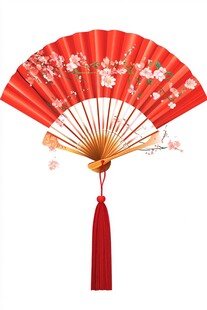 红色繁花折扇 古韵雅致风