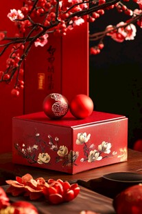 中式新春礼盒与节庆装饰