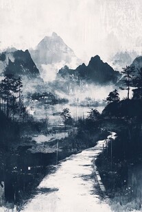 水墨山水间的幽径