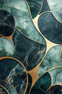 墨绿金纹大理石几何图案