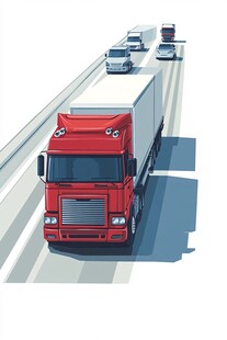 高速公路上的红色货运卡车