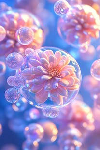 梦幻花朵与泡泡的奇幻世界
