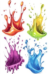 彩色液体飞溅插画素材