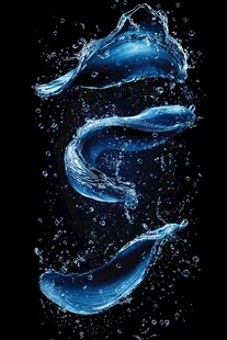 蓝色动感水花创意画面