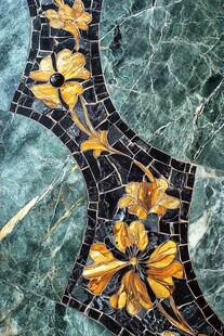 绿底金花纹理精致瓷砖