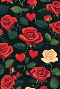 玫瑰爱心图案的浪漫背景
