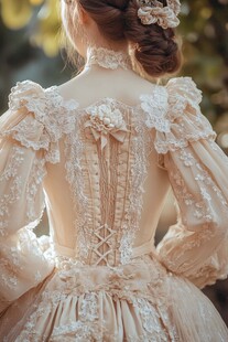 复古蕾丝宫廷风华丽背影