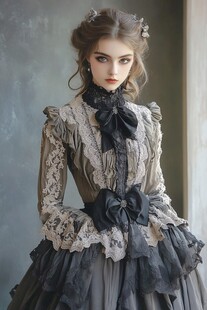 复古哥特风蕾丝裙少女