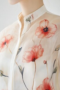 花卉印花立领女士衬衫