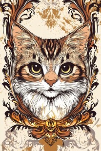 复古风猫咪装饰插画