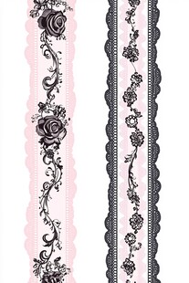 粉色黑色花卉蕾丝花边图案