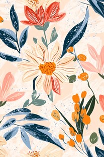 手绘清新花卉图案背景
