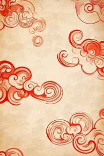 古典红色祥云复古背景图