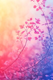 梦幻粉紫枝叶的唯美景象