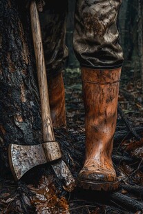 伐木工人的户外装备特写