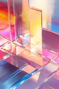 梦幻多彩玻璃块艺术场景