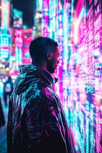 都市夜行人的霓虹瞬间