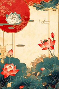中式国风荷花古典装饰画