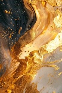 金色流体艺术抽象纹理画面