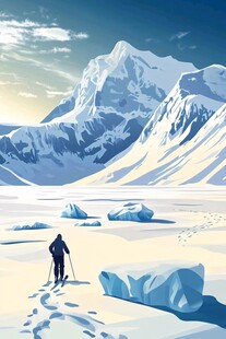 雪山徒步者的孤独征程