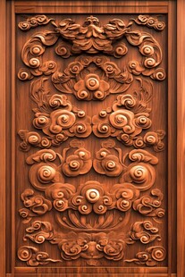 中式木雕祥云纹精美门板