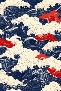 日式传统海浪纹图案设计