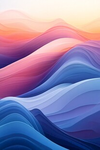 梦幻渐变波浪抽象风景图